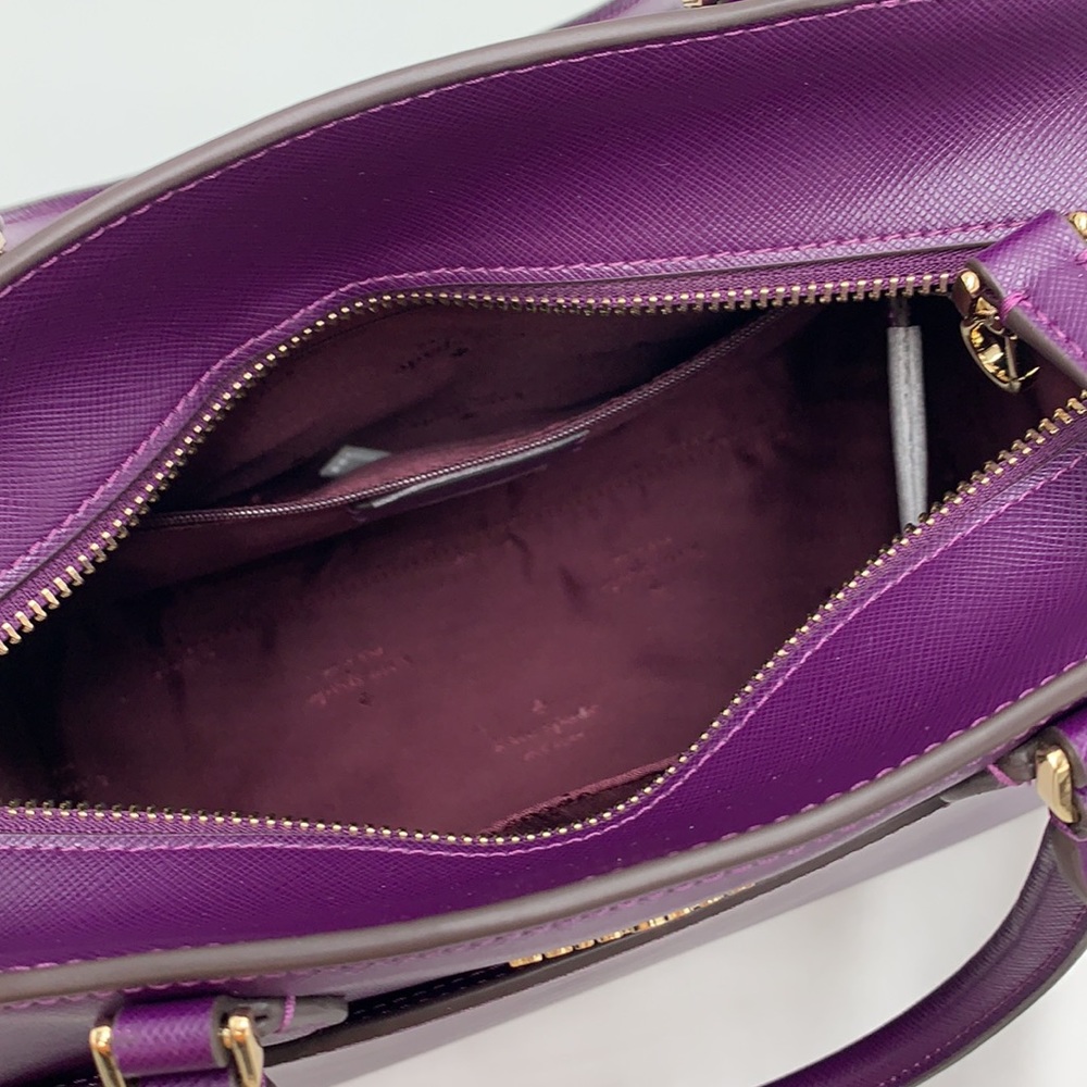 KATE SPADE Madison Saffiano Leather Medium Satchel RIPE PLUM COLOR - Picture 11 of 13